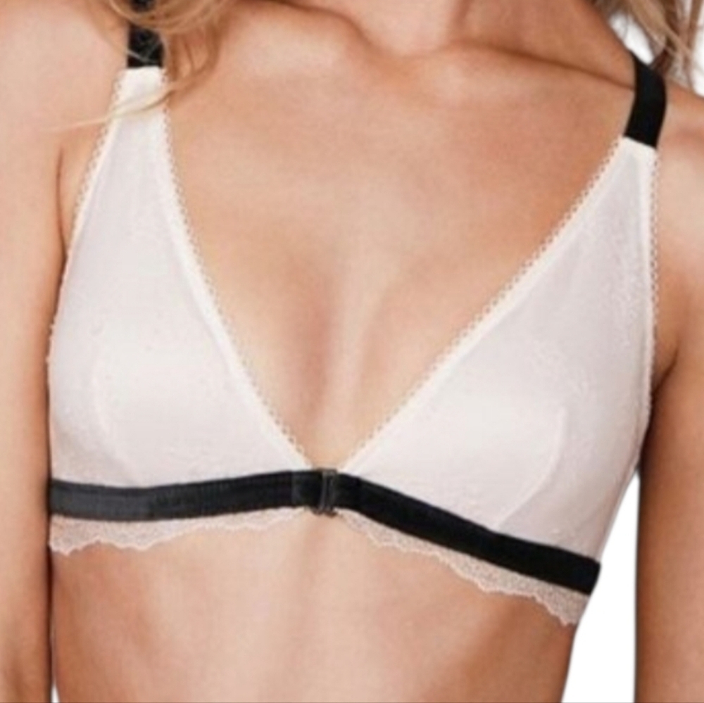 Victoria's Secret Cream Triangle Bralette with Black Trim